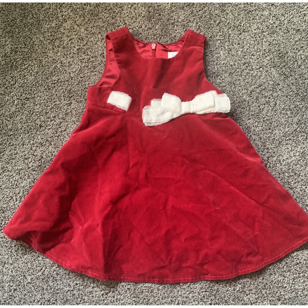 Children’s Place Red Christmas Velvet Baby Girl Sleeveless Dress 12 Months